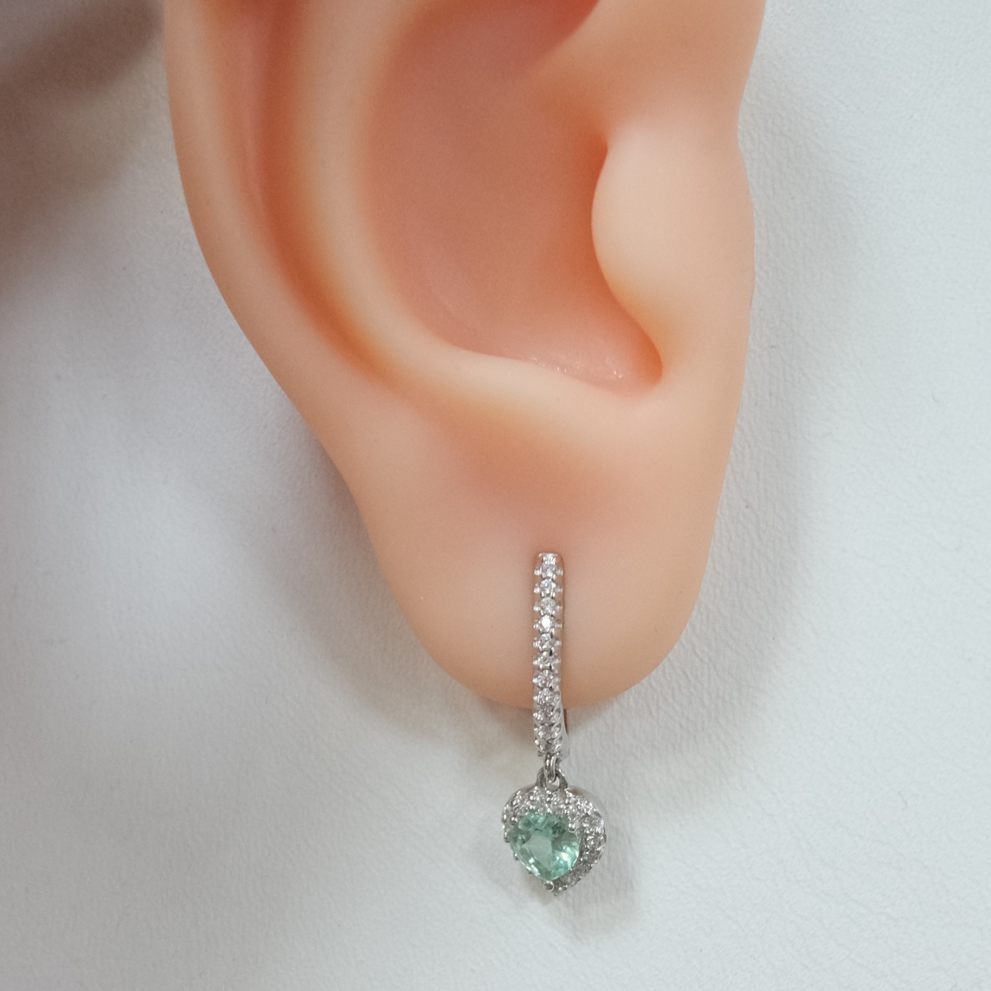 Серебряные серьги с апатитами "Сердца"
